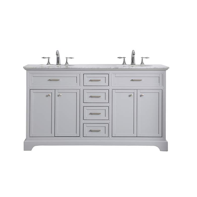 Image 2 60 Inch Double Bathroom Vanity Set In Light Grey more views