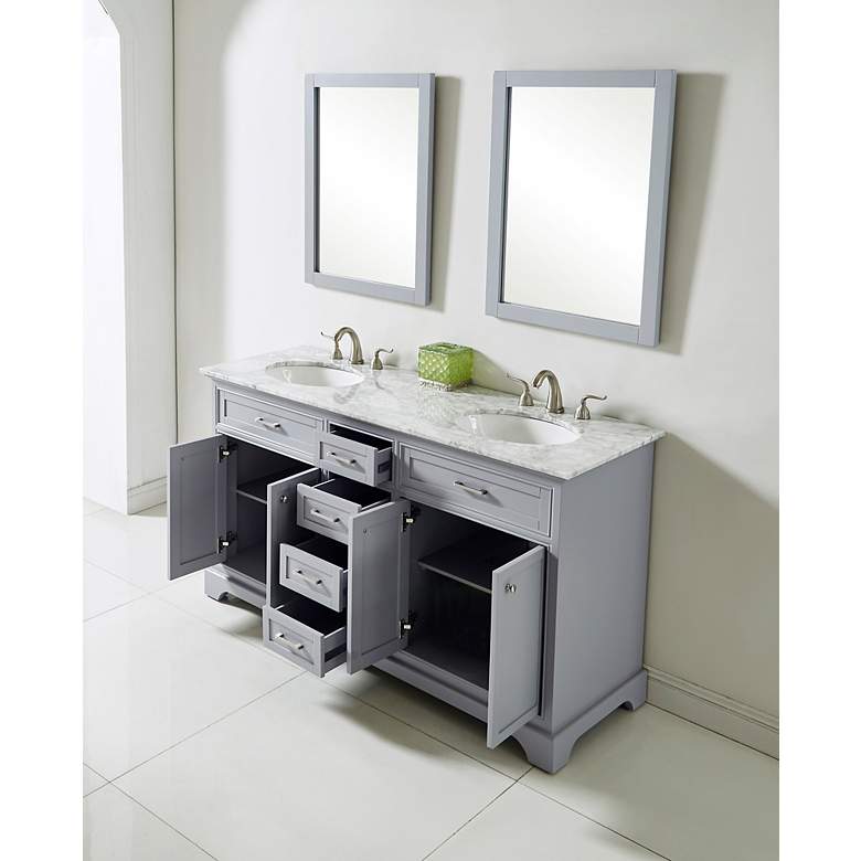 Image 3 60 Inch Double Bathroom Vanity Set In Light Grey more views