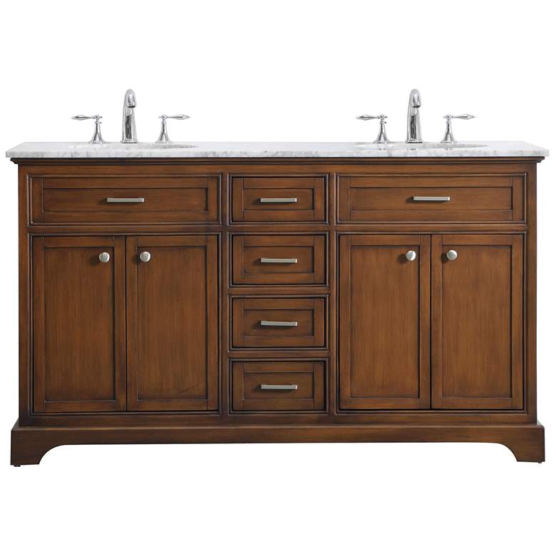 Image 1 60 Inch Double Bathroom Vanity Set In Teak