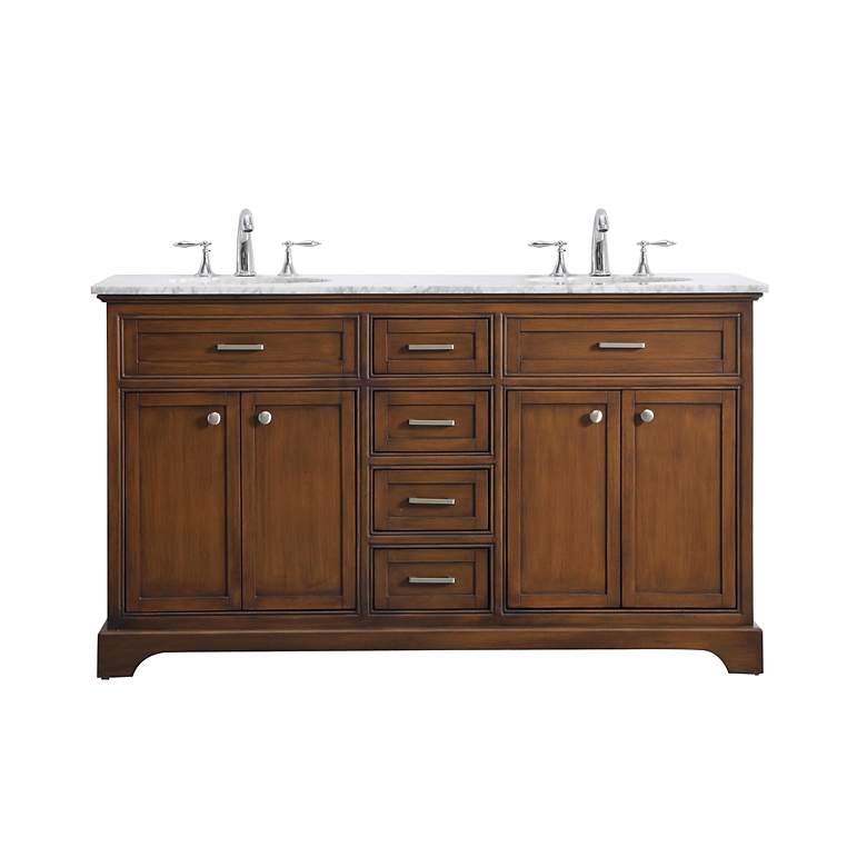 Image 2 60 Inch Double Bathroom Vanity Set In Teak more views