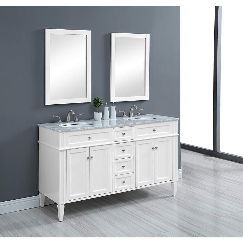 Image 3 60 Inch Double Bathroom Vanity Set In White more views