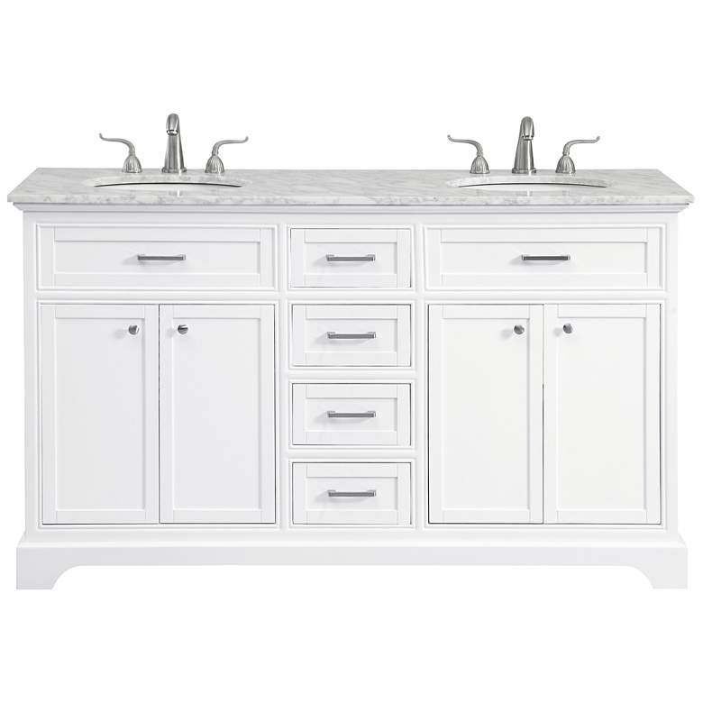 Image 1 60 Inch Double Bathroom Vanity Set, White