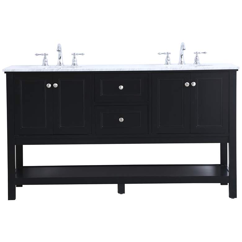 Image 2 60 Inch Double Sink Bathroom Vanity Set In Black
