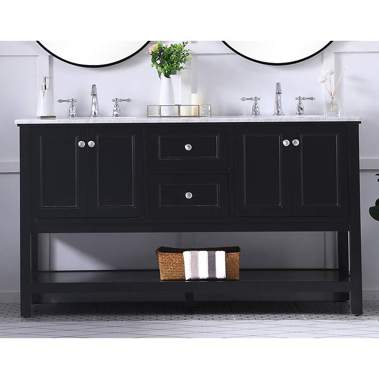 Image 1 60 Inch Double Sink Bathroom Vanity Set In Black