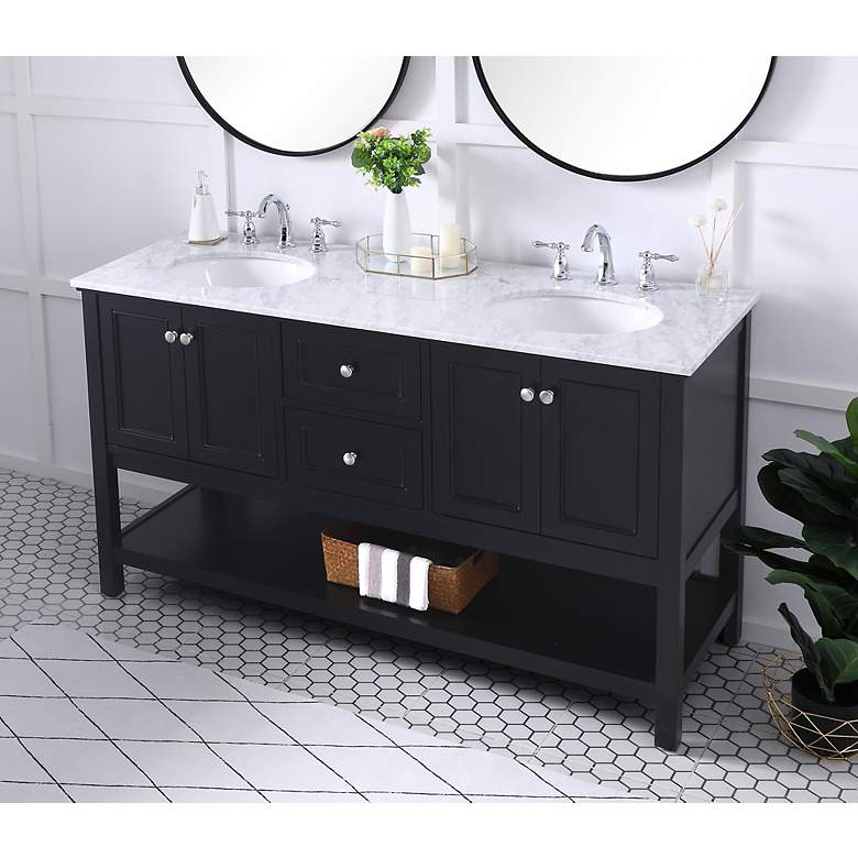 Image 4 60 Inch Double Sink Bathroom Vanity Set In Black more views