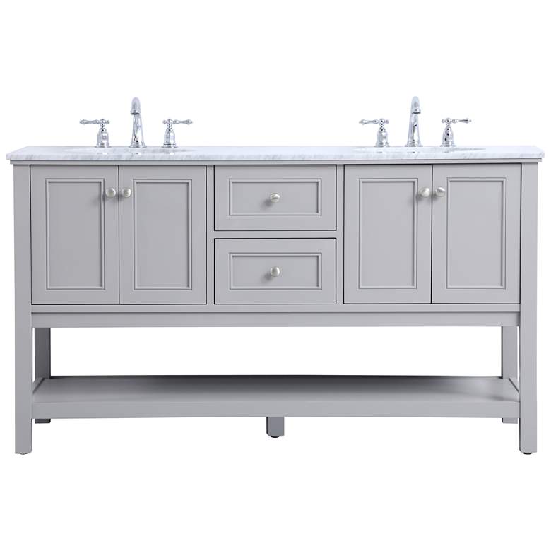 Image 1 60 Inch Double Sink Bathroom Vanity Set In Grey