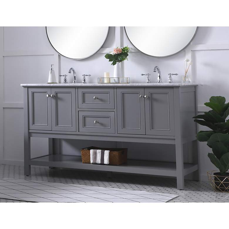 Image 3 60 Inch Double Sink Bathroom Vanity Set In Grey more views