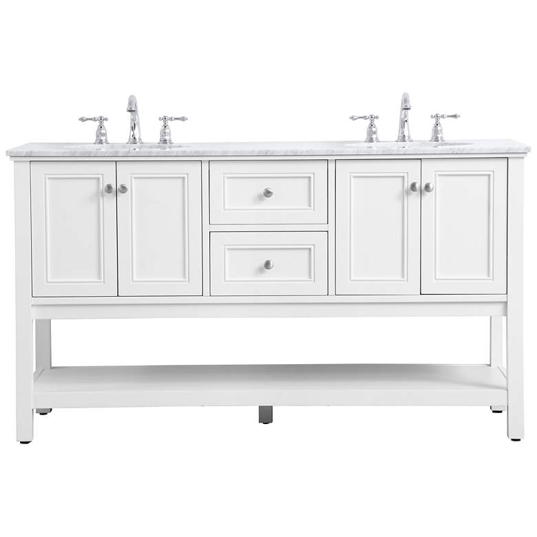 Image 1 60 Inch Double Sink Bathroom Vanity Set In White