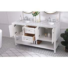 Image5 of 60 Inch Double Sink Bathroom Vanity Set In White more views