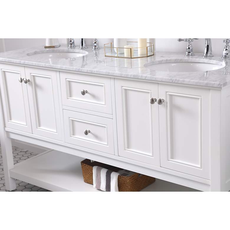 Image 6 60 Inch Double Sink Bathroom Vanity Set In White more views