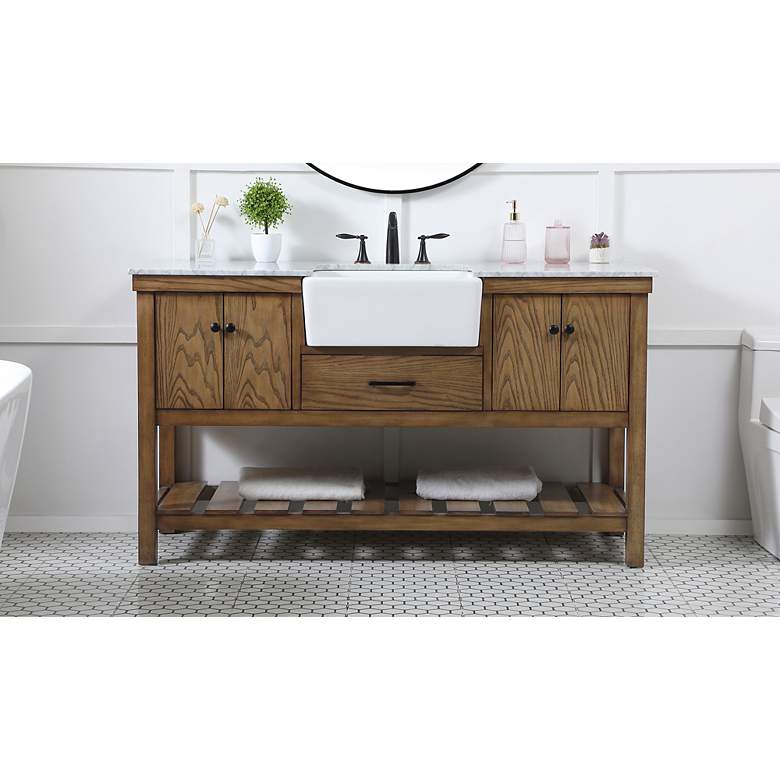 Image 6 60 Inch Driftwood Single Sink Bathroom Vanity more views