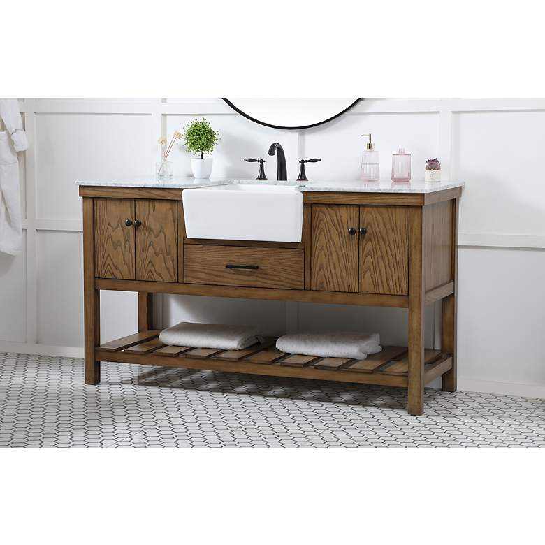 Image 7 60 Inch Driftwood Single Sink Bathroom Vanity more views