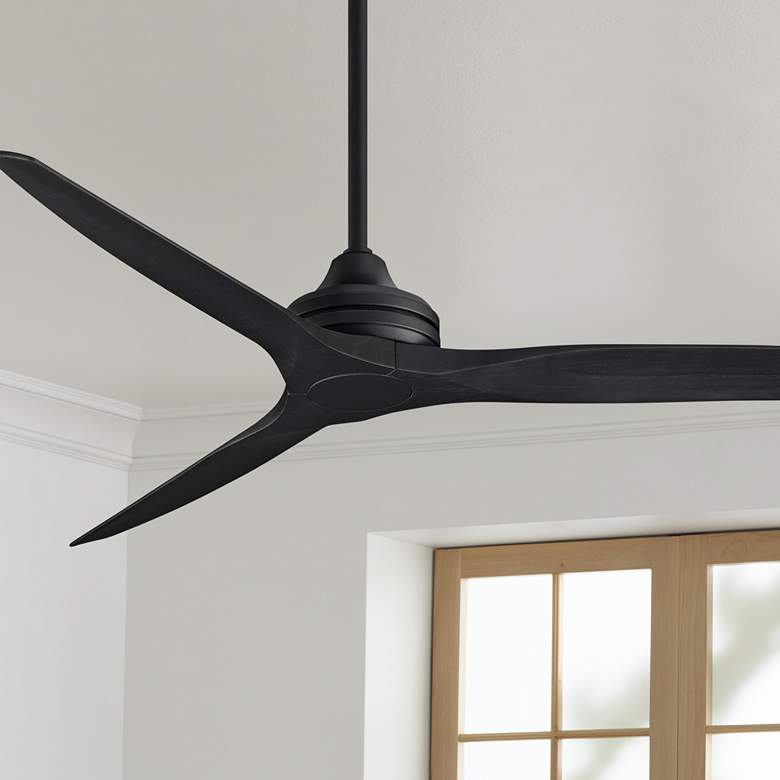 Image 1 60" Fanimation Spitfire Black 3-Blade Damp Rated Fan with Remote