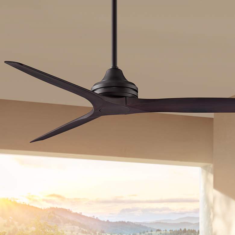 Image 1 60" Fanimation Spitfire Dark Bronze Walnut Damp Rated Fan with Remote