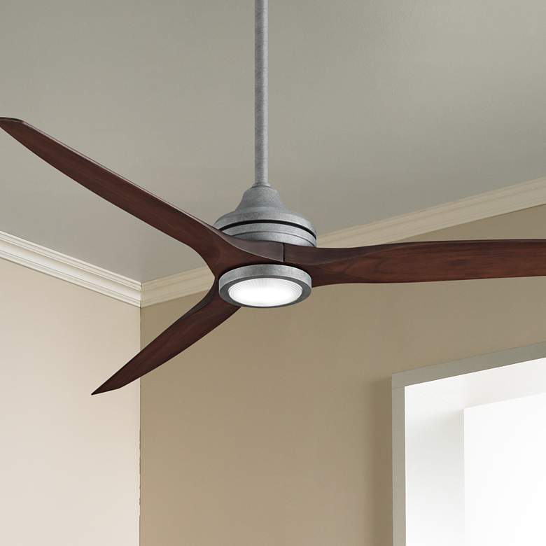 Image 1 60" Fanimation Spitfire Galvanized Damp Rated LED Fan with Remote