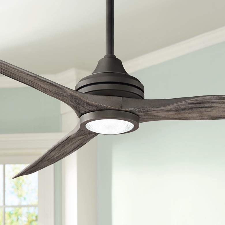 Image 1 60" Fanimation Spitfire Matte Greige Damp Rated LED Fan with Remote