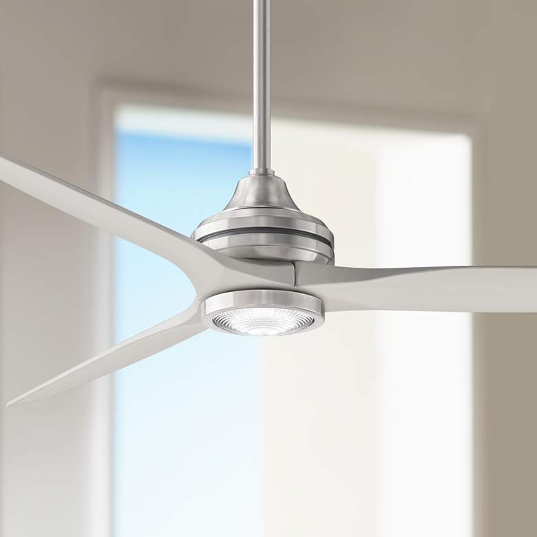Image 1 60" Fanimation Spitfire Nickel Damp Rated LED Ceiling Fan with Remote