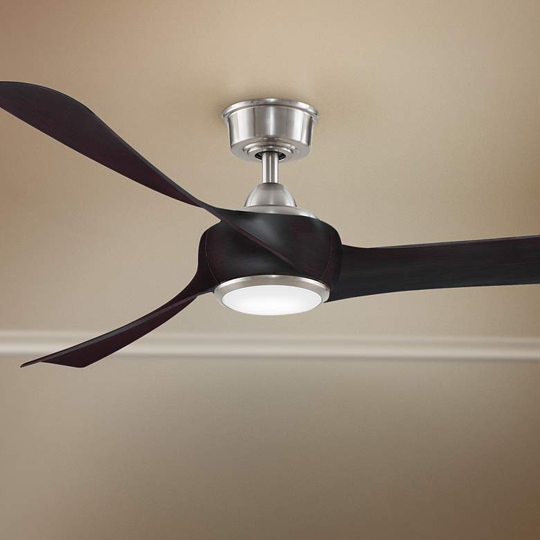 Image 1 60 inch Fanimation Wrap Brushed Nickel LED Damp Smart Ceiling Fan