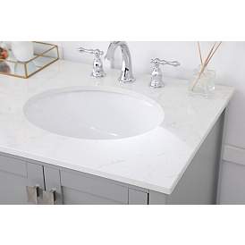 Image5 of 60-Inch Gray Double Sink Bathroom Vanity with Calacatta White Quartz Top more views