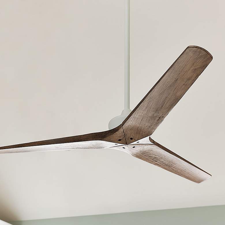 Image 1 60 inch Hinkley Chisel Graphite and Wood Damp Rated Smart Ceiling Fan