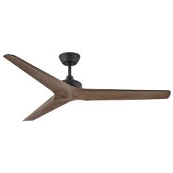 60&quot; Hinkley Chisel Matte Black and Wood Damp Rated Smart Ceiling Fan