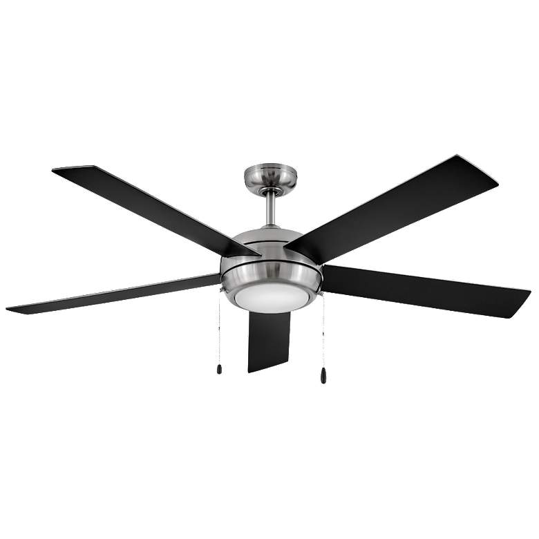 Image 1 60 inch Hinkley Croft Black and Silver 5-Blade LED Pull Chain Ceiling Fan
