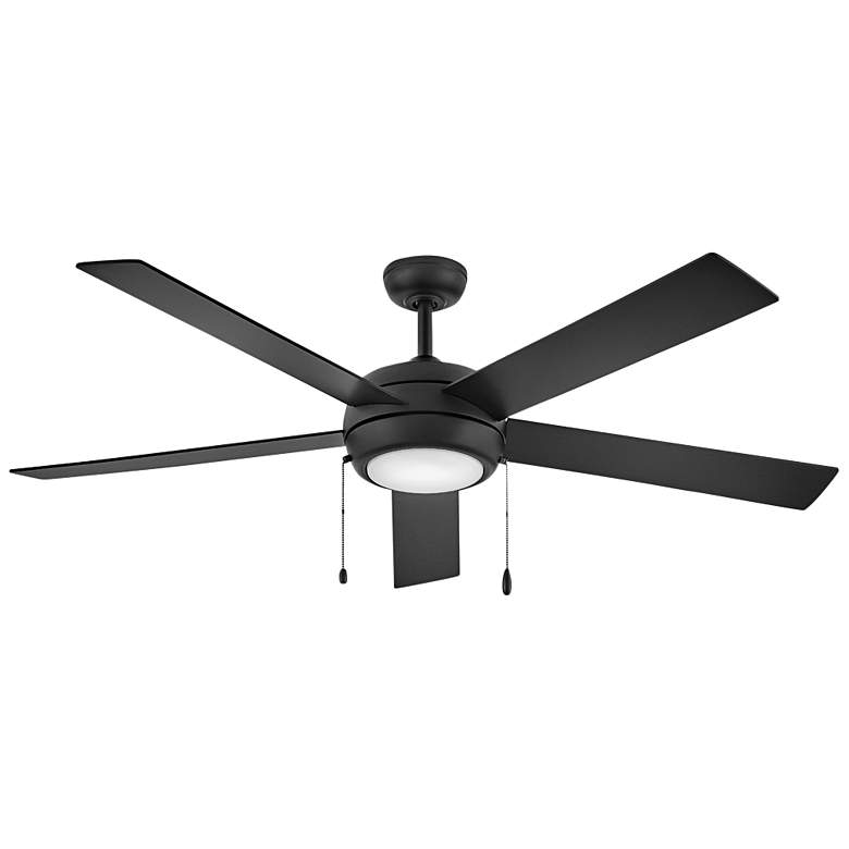 Image 1 60" Hinkley Croft Matte Black Indoor Pull-Chain LED Ceiling Fan