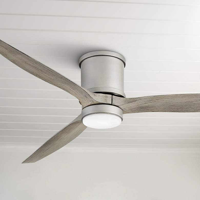 Image 1 60" Hinkley Hover Brushed Nickel Wet LED Hugger Smart Ceiling Fan