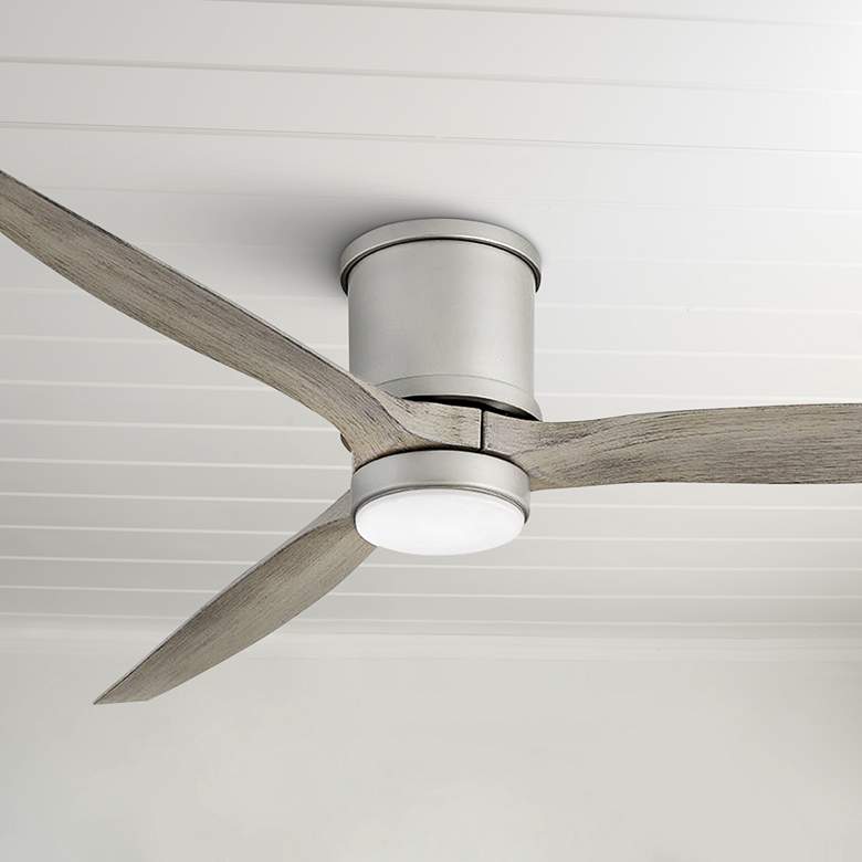 Image 1 60" Hinkley Hover Brushed Nickel Wet LED Hugger Smart Ceiling Fan