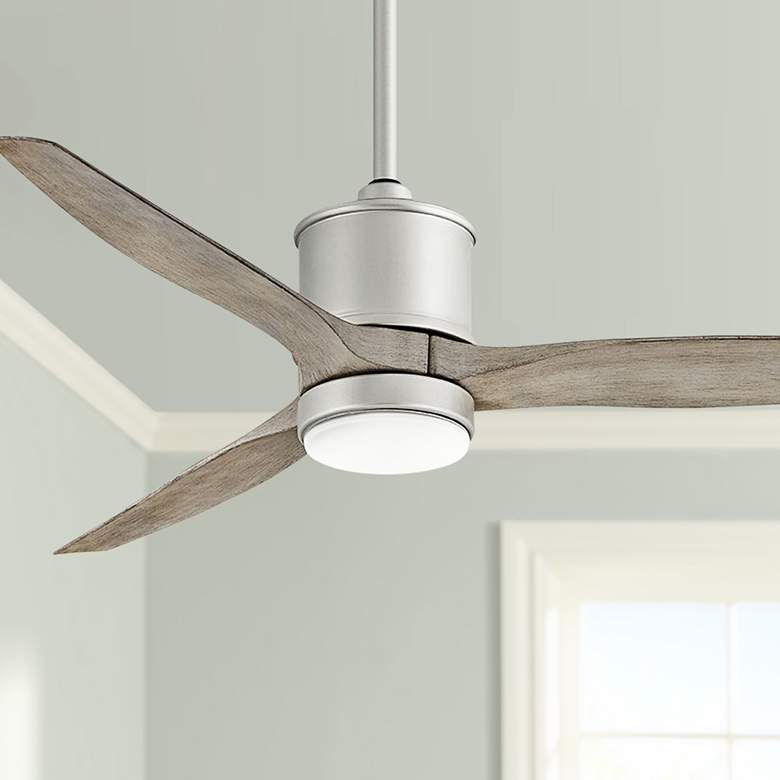 Image 1 60 inch Hinkley Hover Brushed Nickel Wet-Rated LED Smart Ceiling Fan