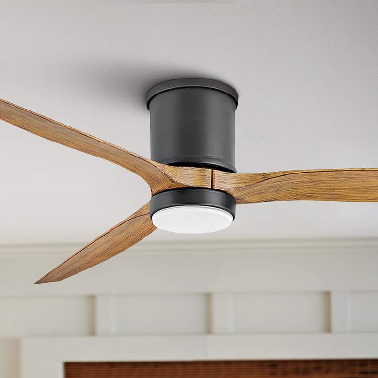 Image 1 60" Hinkley Hover Matte Black Wet-Rated LED Hugger Smart Ceiling Fan