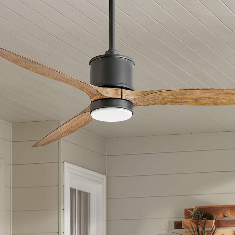 Image 1 60" Hinkley Hover Matte Black Wet-Rated LED Smart Ceiling Fan