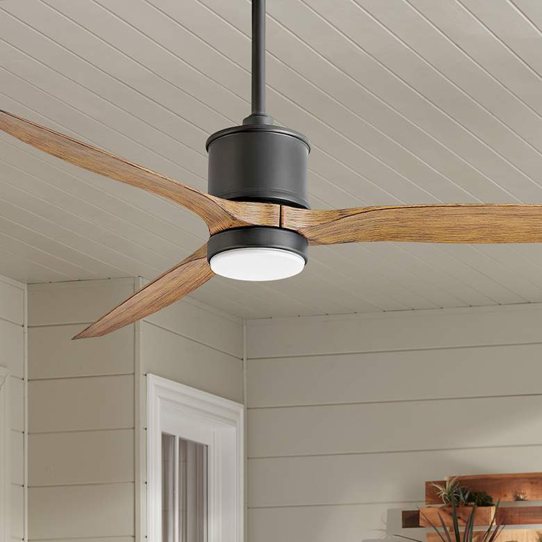 Image 1 60 inch Hinkley Hover Matte Black Wet-Rated LED Smart Ceiling Fan