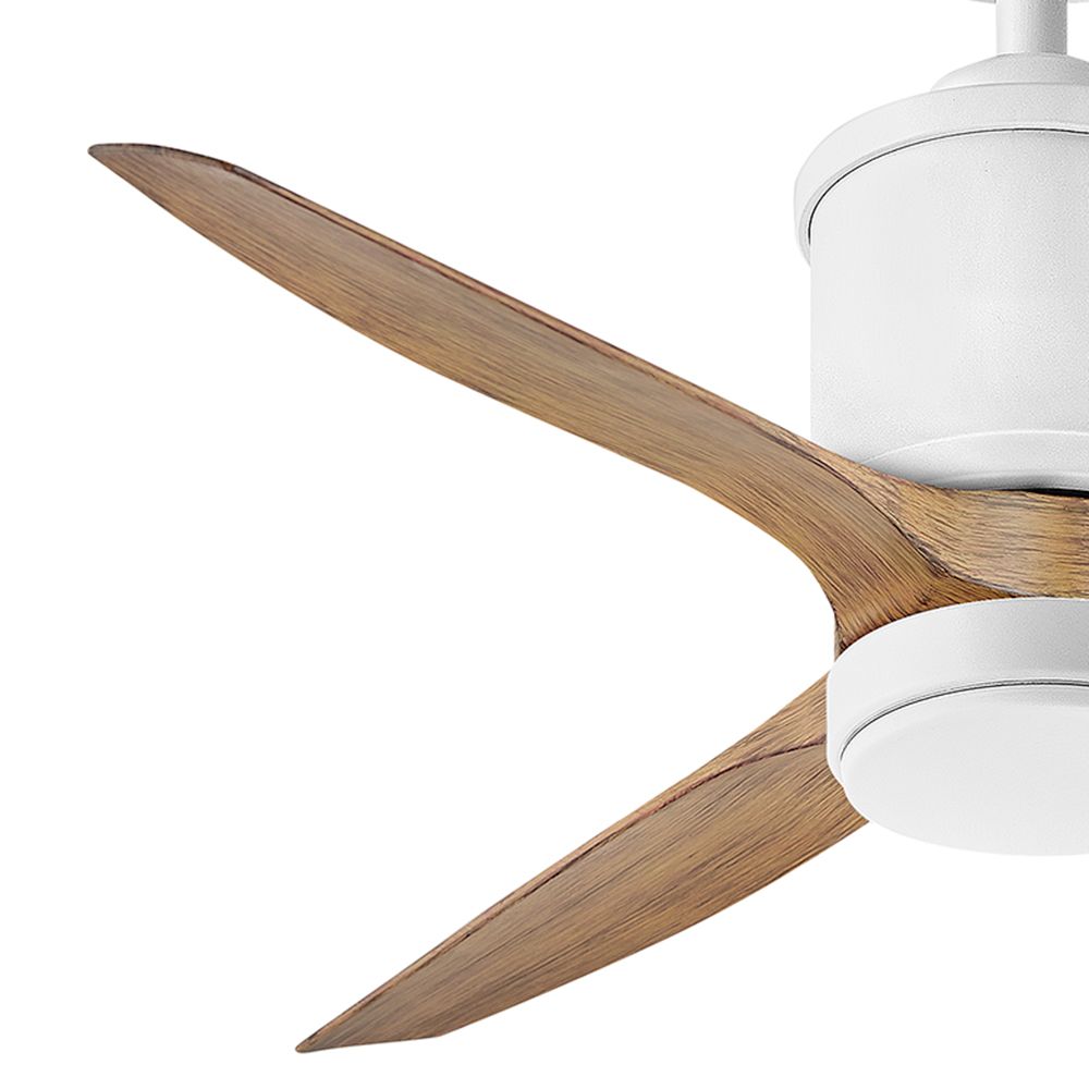 60" Hinkley Hover Matte White and Koa Wet-Rated LED Smart Ceiling Fan