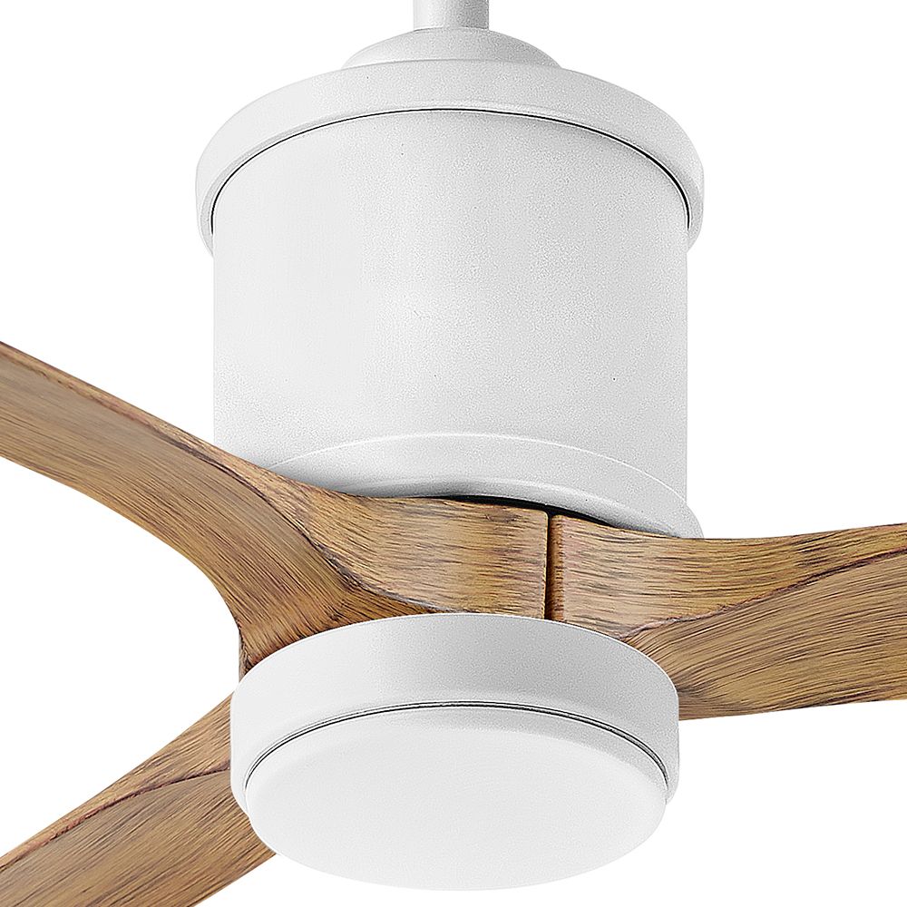 60" Hinkley Hover Matte White and Koa Wet-Rated LED Smart Ceiling Fan