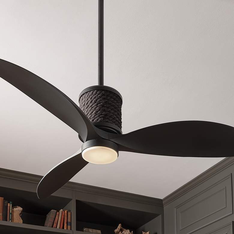 Image 2 60 inch Hinkley Marin Matte Black Damp Rated LED Smart Ceiling Fan