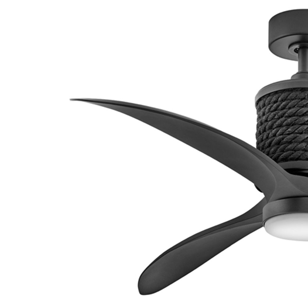 60" Hinkley Marin Matte Black Damp Rated LED Smart Ceiling Fan in scene