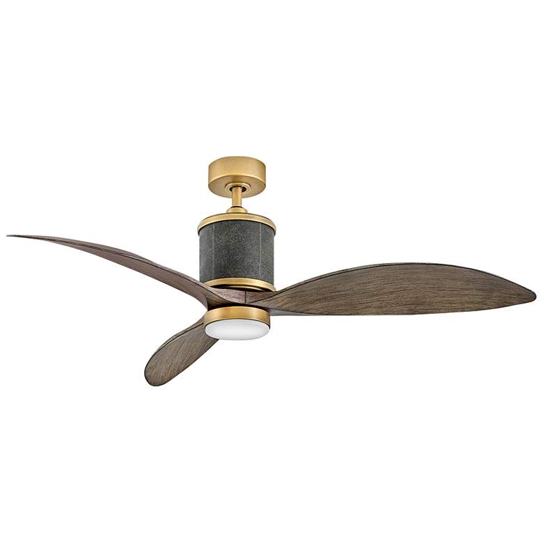 Image 3 60" Hinkley Merrick LED Damp Brass Driftwood 3-Blade Smart Ceiling Fan