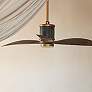 60" Hinkley Merrick LED Damp Brass Driftwood 3-Blade Smart Ceiling Fan in scene