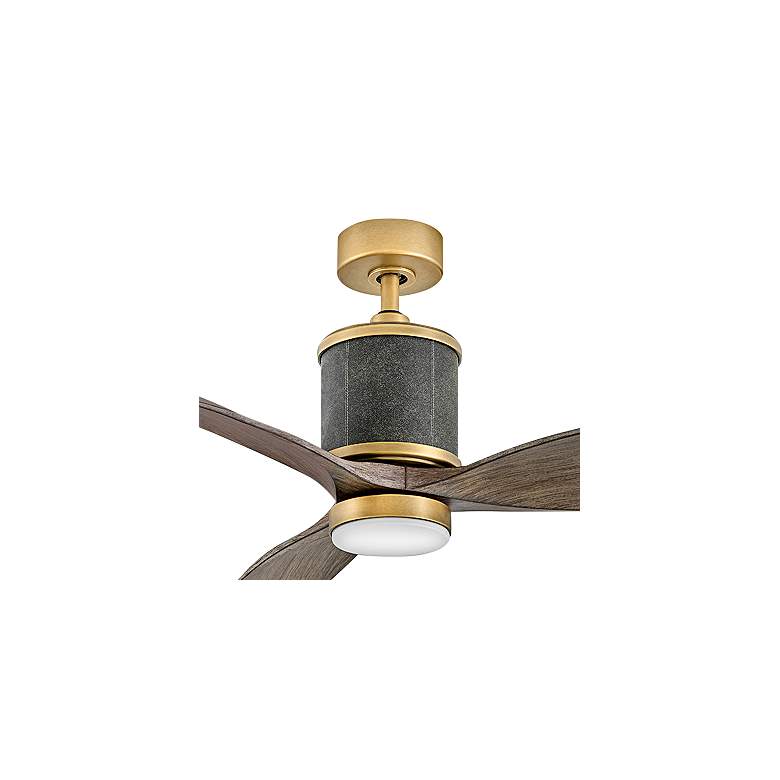 Image 4 60" Hinkley Merrick LED Damp Brass Driftwood 3-Blade Smart Ceiling Fan more views