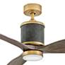 60" Hinkley Merrick LED Damp Brass Driftwood 3-Blade Smart Ceiling Fan in scene