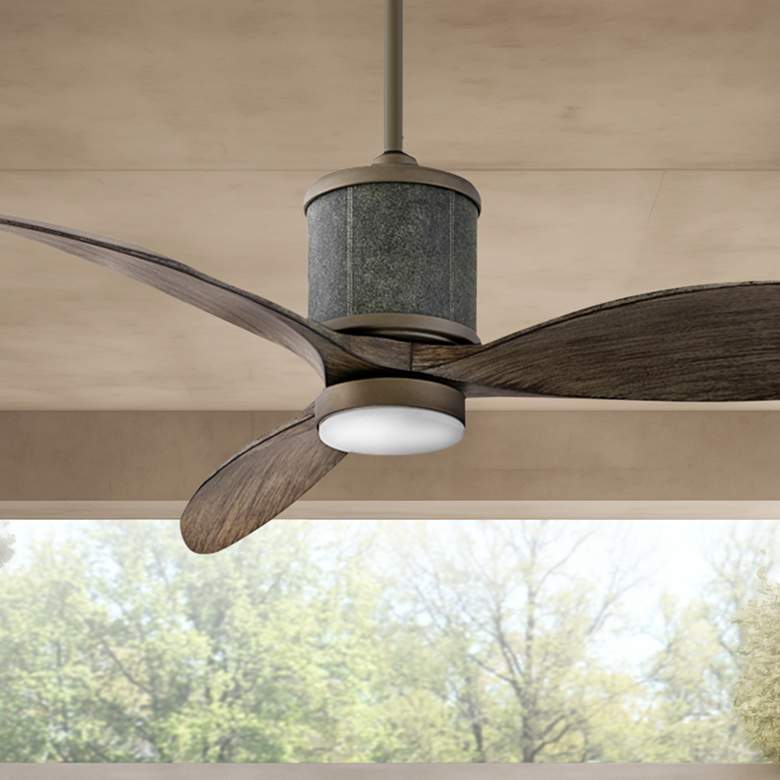 Image 2 60" Hinkley Merrick LED Damp Outdoor Bronze Driftwood Smart Fan
