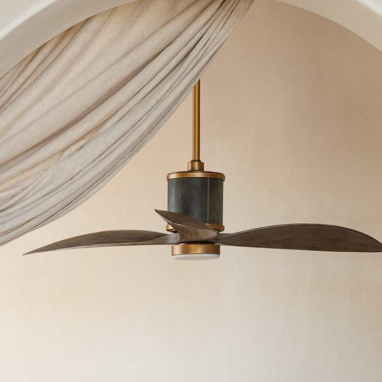 Image 2 60" Hinkley Merrick White-Weathered Wood Smart Outdoor LED Ceiling Fan