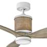 60" Hinkley Merrick White-Weathered Wood Smart Outdoor LED Ceiling Fan in scene