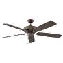 60" Hinkley Oasis Bronze 5-Blade Ceiling Fan with Pull Chain