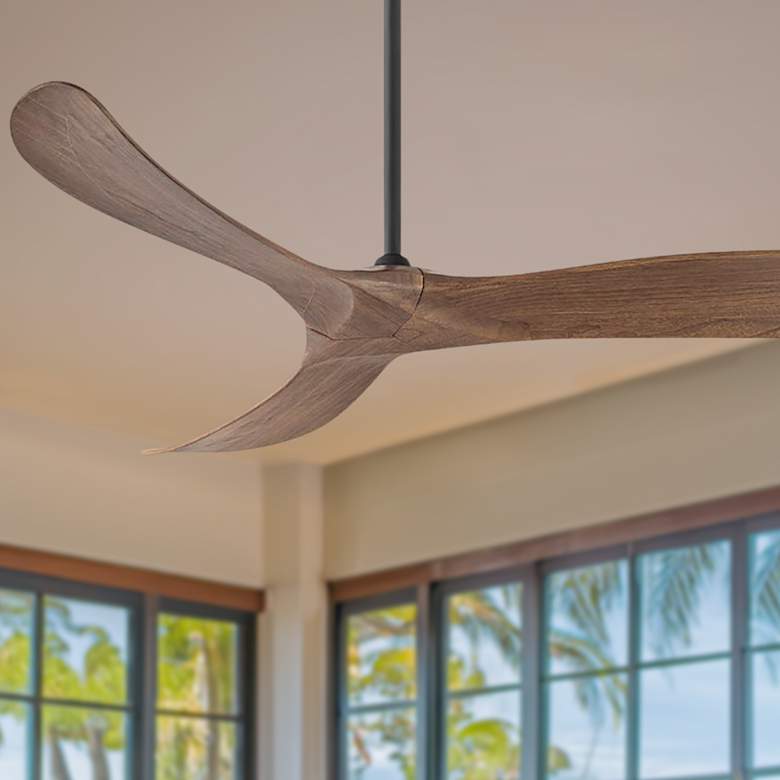Image 1 60" Hinkley Swell Matte Black Damp Rated Smart Ceiling Fan with Remote