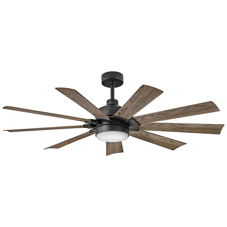 Image 1 60 inch Hinkley Turbine LED Wet Rated 9-Blade Black Driftwood Smart Fan