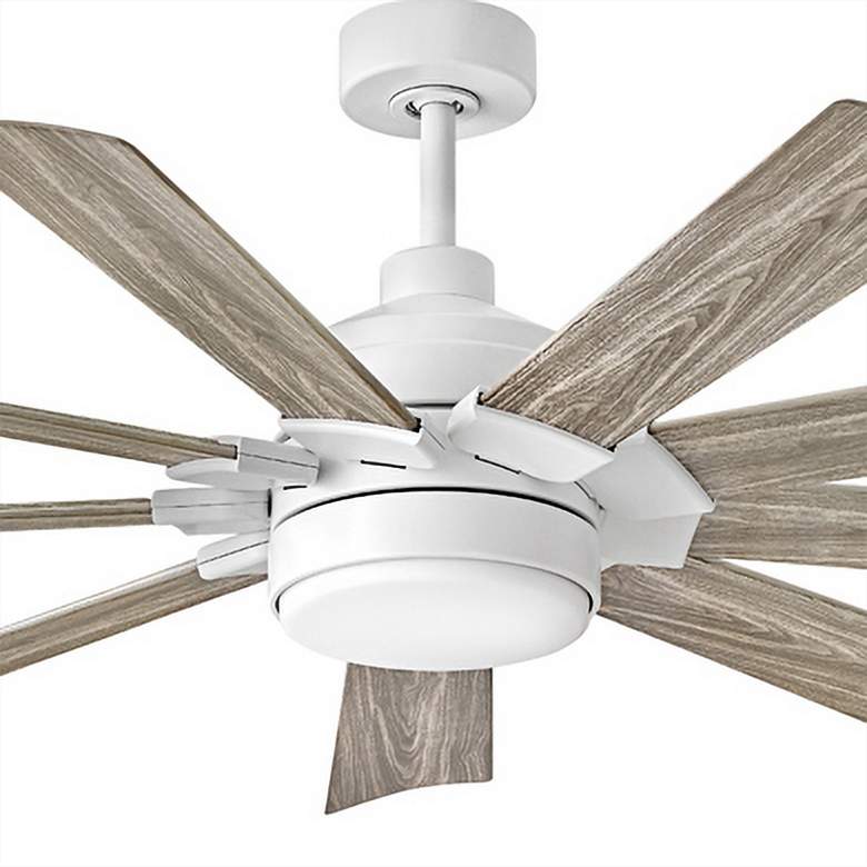 Image 2 60 inch Hinkley Turbine LED Wet Rated 9-Blade White Rustic Wood Smart Fan more views