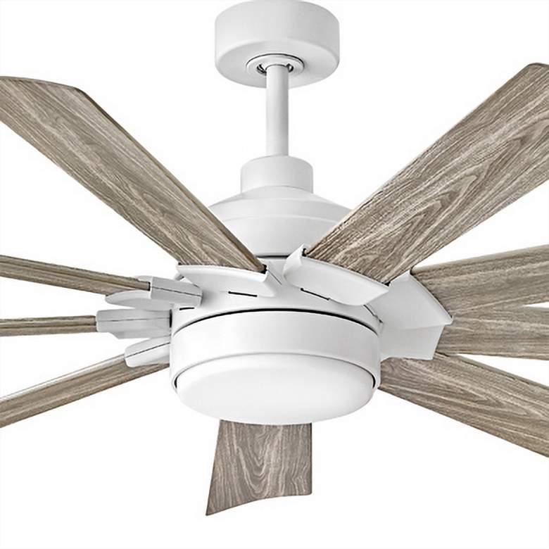 Image 3 60" Hinkley Turbine LED Wet Rated 9-Blade White Rustic Wood Smart Fan more views