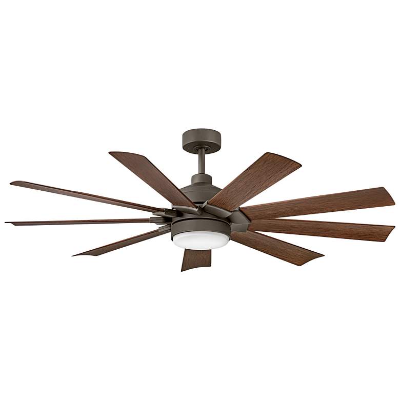 Image 2 60" Hinkley Turbine LED Wet Rated Bronze Walnut 9-Blade Smart Fan